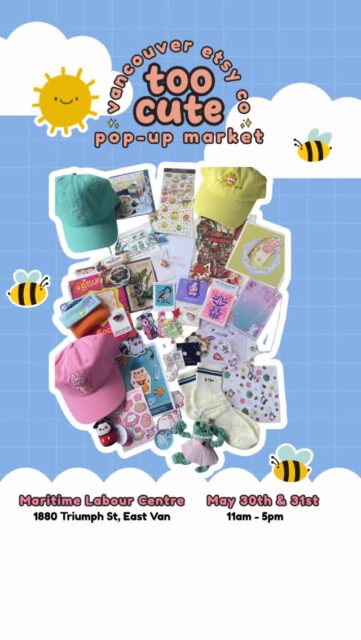 🎉 BFF Giveaway and Too Cute Pop Up Market Countdown! 🎉

Just under 3 weeks until our Too Cute Pop Up Market at the Maritime Labour Centre in Vancouver

We’re hosting an amazing BFF giveaway thanks to our generous vendors: 
🎁 Win a prize package for you AND your bestie (total value $1582)! 
🎁 Two of everything - no sharing required 

Here’s what you could win:
2x Sticker Sheet @madebyamichi
2x Disneggy @_amigucuties
2x Sticker Book @ANDPIERRES
2x Sticker Pack anitartlet
2x Sticker @racc00n_with_a_sp00n
2x Card @beauhomeboutique
2x Charm @bitsnflakes
2x Keyring with Charms @bomemade
2x Bookmark @catsgo_mao
2x Sticker Sheet @ch.aerii
2x Keychain @chewypaperr
2x Sticker Sheet @chonkyfrenz
2x Pokemon meringue lollipop @cutie.m
2x Charm @dewdrops.doodles
2x Sticker @emieclat
2x Sticker @featherxcrown
2x Socks @forthedogsstudios
2x Froggies @ggummstudio
2x Print @GildedGarbageFineArt
2x Bookmark @gogetemmmmmmmm
2x Cap @gracias.clothing
2x Stickersheet @peachyyhaze
2x Necklace @jelly_ultra
2x Painting @jenata.image
2x Hat @lingolala
2x Postcard @littleorangefish_co
2x Microfibre Cloth @manyeggy
2x Stickers @miilqua
2x Stickers @jennymikochi
2x Pouch @miminstars
2x Charm @oddlybuddy_
2x Pin and Sticker @odecchii
2x Cards @paigejung_
2x Lucky Envelope @paperdumplings
2x Hat @pocketpuff.art
2x Mini Post Card Set @ripple.and.rise
2x Notepad @saven.art
2x Drinks @slothee.coffee
2x Keychain @stellamay17
2x Earrings @studio___eighteen
2x Sticker @sugarplumpaper.ca
2x Charms @telepathy.co
2x Needle Felted Pins @tiramisu_creative_space
2x Art Print @samsotattoo @dzychn
2x Stickers and cards @shopyumenoco
2x PIN  @craftsbydao

How to Enter:
➡️ Follow us + Like this post - 1 entry 
➡️Tag your BFF(s) - 1 entry per tag per comment 
⭐️ BONUS - Share this reel as a post/story - 1 entry per (tag us!) 

🚨Giveaway ends on Saturday, May 15, 2026 at 11:59pm (PT) and winner will be chosen on Monday May 17. 

🗓️ Sat May 30 + Sun May 31 | 11am–5pm
📍 Maritime Labour Centre, 1880 Triumph St, East Van
🐶 Pet-friendly + fully accessible

🎭 Come in costume for a bonus ballot! Keep it family-friendly and you’ll be entered to win a prize package.
