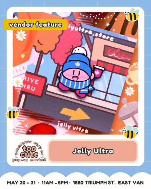 Cue the tiny heart eyes 🥹💕

Meet Jelly Ultra @jelly_ultra is coming to TOO CUTE with Enamel pins, keychains, necklaces, art prints + apparel

Their vibe: wearable little treasures, local-maker charm, and lots of little details to discover. Bring your market bestie, your kiddo, your pup, or your cutest costume and come find them in East Van.

🎟️ Want the ticket link? Comment TICKETS and we’ll send it straight to your DMs.

Tickets are just $3 and good for both days | Kids 12 + under FREE

💰 Buy early = more chances to win market cash + swag!
For every 100 tickets sold, we’ll draw for market cash or swag to spend at the market.

💙 50% of ticket proceeds benefit Backpack Buddies Canada + Quest Non-Profit Grocery Market.

🎭 Come in costume for a bonus ballot! Keep it family-friendly and you’ll be entered to win a prize package.

🗓️ Sat May 30 + Sun May 31 | 11am–5pm
📍 Maritime Labour Centre, 1880 Triumph St, East Van
🐶 Pet-friendly + fully accessible

🎀 Comment TICKETS to grab yours!

#VancouverEtsyCo #TooCuteMarket #VancouverMarket #VancouverMakers #EastVan