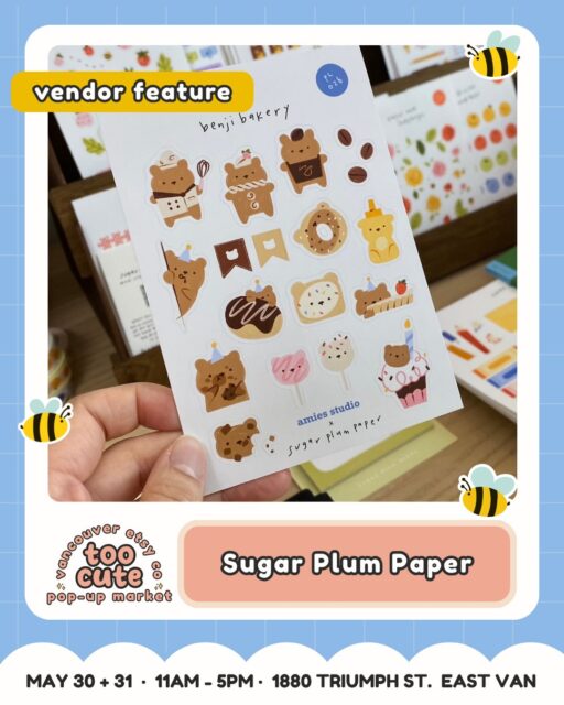 For the cutie collectors and little-treasure hunters โจ
Meet Sugar Plum Paper @sugarplumpaper.ca is coming to TOO CUTE with Stickers, sticker sheets, washi tapes, notepads + magnetic bookmarks โ aka the kind of booth you wander into โjust to lookโ and then suddenly need a treat for yourself.
Sugar Plum Paper is a cozy stationery and journaling supply shop for playful hand-drawn designs. As an artist and stationery enthusiast, their journaling hobby inspires every product that they design, draw, and create in their home studio in Richmond, BC!
๐๏ธ Want the ticket link? Comment TICKETS and weโll send it straight to your DMs.
Tickets are just $3 and good for both days | Kids 12 + under FREE
๐ฐ Buy early = more chances to win market cash + swag!
For every 100 tickets sold, weโll draw for market cash or swag to spend at the market.
๐ 50% of ticket proceeds benefit Backpack Buddies Canada + Quest Non-Profit Grocery Market.
๐ญ Come in costume for a bonus ballot! Keep it family-friendly and youโll be entered to win a prize package.
๐๏ธ Sat May 30 + Sun May 31 | 11amโ5pm
๐ Maritime Labour Centre, 1880 Triumph St, East Van
๐ถ Pet-friendly + fully accessible
๐ Comment TICKETS to grab yours!
#VancouverEtsyCo #TooCuteMarket #VancouverMarket #VancouverMakers #EastVan