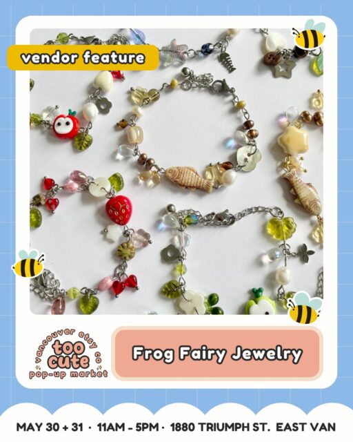 Tiny treasures, big TOO CUTE energy โจ
Meet Frog Fairy Jewelry @frogfairyjewelry โ bringing necklaces, bracelets, earrings, keychains + phone charms to TOO CUTE.
Frog Fairy Jewelry creates colourful and whimsical beaded jewelry and accessories inspired by nature and pop culture elements. From necklaces to keychains and stickers, each piece is unique, carefully designed and hand-crafted.
Come say hi, browse their creations, and make a day of it with us in East Van.
๐๏ธ Want the ticket link? Comment TICKETS and weโll send it straight to your DMs.
Tickets are just $3 and good for both days | Kids 12 + under FREE
๐ฐ Buy early = more chances to win market cash + swag!
For every 100 tickets sold, weโll draw for market cash or swag to spend at the market.
๐ 50% of ticket proceeds benefit Backpack Buddies Canada + Quest Non-Profit Grocery Market.
๐ญ Come in costume for a bonus ballot! Keep it family-friendly and youโll be entered to win a prize package.
๐๏ธ Sat May 30 + Sun May 31 | 11amโ5pm
๐ Maritime Labour Centre, 1880 Triumph St, East Van
๐ถ Pet-friendly + fully accessible
๐ Comment TICKETS to grab yours!
#VancouverEtsyCo #TooCuteMarket #VancouverMarket #VancouverMakers #EastVan
