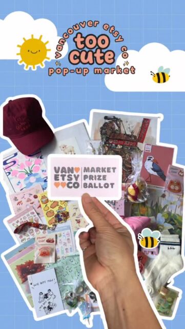Ballot Prize FAQS

Thanks to the contributors to this prize pack that you could win at the market!

@portia_sung
@_amigucuties
@ANDPIERRES
@bekdesign
@caratbeadsbyleila
@ch.aerii
@chewypaperr
@chonkyfrenz
@cliffnietvelt
@cottontail.woods
@CraftsbyDao
@dewdrops.doodles
@emilysoscribbly
@forthedogsstudios
@frogfairyjewelry
@GildedGarbageFineArt
@gogetemmmmmmmm
@peachyyhaze
@jelly_ultra
@jenata.image
@lingolala
@manyeggy
@jennymikochi
@miminstars
@qianlinnng
@oddlybuddy_
@odecchii
@odecchii
@pocketpuff.art
@ripple.and.rise
@stellamay17
@stephologyshop
@studio___eighteen
@thelildragonstudio
@tiramisu_creative_space
@wronglayerco
@featherxcrown 
@dappercat_dice

🎟️ Want the ticket link? Comment TICKETS and we’ll send it straight to your DMs.

Tickets are just $3 and good for both days | Kids 12 + under FREE

💰 Buy early = more chances to win market cash + swag!
For every 100 tickets sold, we’ll draw for market cash or swag to spend at the market.

💙 50% of ticket proceeds benefit Backpack Buddies Canada + Quest Non-Profit Grocery Market.

🎭 Come in costume for a bonus ballot! Keep it family-friendly and you’ll be entered to win a prize package.

🗓️ Sat May 30 + Sun May 31 | 11am–5pm
📍 Maritime Labour Centre, 1880 Triumph St, East Van
🐶 Pet-friendly + fully accessible

🎀 Comment TICKETS to grab yours!

#VancouverEtsyCo #TooCuteMarket #VancouverMarket #VancouverMakers #EastVan