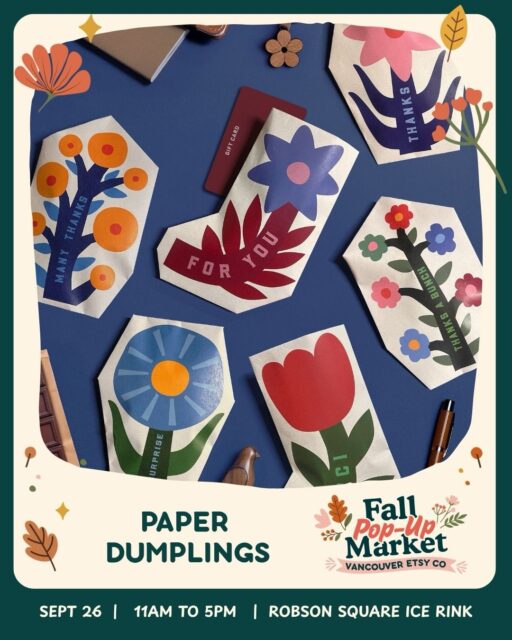 ✨ Meet Robert and Trang Mai from Paper Dumplings and Malina from Makes by Mali ✨
✉️ Paper Dumplings is a mother–son venture creating handcrafted paper gift envelopes and zipper pouches. Inspired by Vietnamese bao lì xì, their paper gift pouches are a joyful new way to share traditions and celebrate your favourite people. 🥨
🥤 Makes by Mali is a handcrafted tumbler business decorated with various beautiful designs. All products are locally created, handcrafted, and completely reusable which is great as you can take them with you wherever you go. ☕️
❣️Find @paperdumplings and @makesbymali plus 70+ creatives & small shops at the Robson Square Ice Rink in #DowntownVancouver to shop locally designed and/or made in Canada goods, mini makers or sign-up for a workshop!
Comment RSVP for your link to free tickets
🗓️ Sat. Sept. 26 - 11a to 5p
📍 Robson Square Ice Rink, Vancouver
🎟️ Free admission | RSVP to win market cash/merch!
🐶 Pet-friendly and encouraged!
RSVP today! – Comment RSVP for the link
🎟️ Bonus: Every RSVP gets you a chance to win market cash or merch! Plus, we’re doing special draws for every 100 tickets sold!
🚨 First 50 guests in line on event day also get market cash or swag!