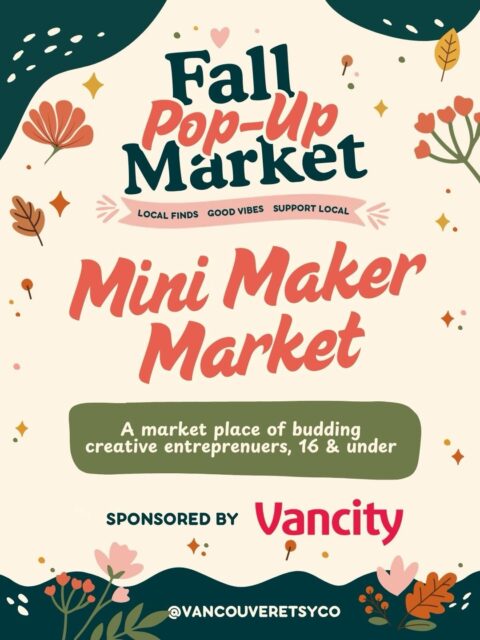 👩🎨The Mini Maker Market at the Fall Pop Up is back! 💖
We are excited to host 14 budding creative entrepreneurs (all 16 and younger) at our Fall Pop Up. You can learn more about each Mini Maker on our website 🔗 in bio!
Huge thanks to @vancitycu for their generous support of our Mini Maker Market.
❣️The Mini Makers and plus 70creatives & small shops at the Robson Square Ice Rink in #DowntownVancouver to shop locally designed and/or made in Canada goods, or sign-up for a workshop!
Comment RSVP for your link to free tickets
🗓️ Sat. Sept. 26 - 11a to 5p
📍 Robson Square Ice Rink, Vancouver
🎟️ Free admission | RSVP to win market cash/merch!
🐶 Pet-friendly and encouraged!
🎟️ Bonus: Every RSVP gets you a chance to win market cash or merch! Plus, we’re doing special draws for every 100 tickets sold!
🚨 First 50 guests in line on event day also get market cash or swag!